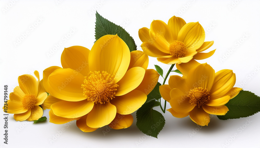 Fototapeta premium Yellow Flowers Isolated On White