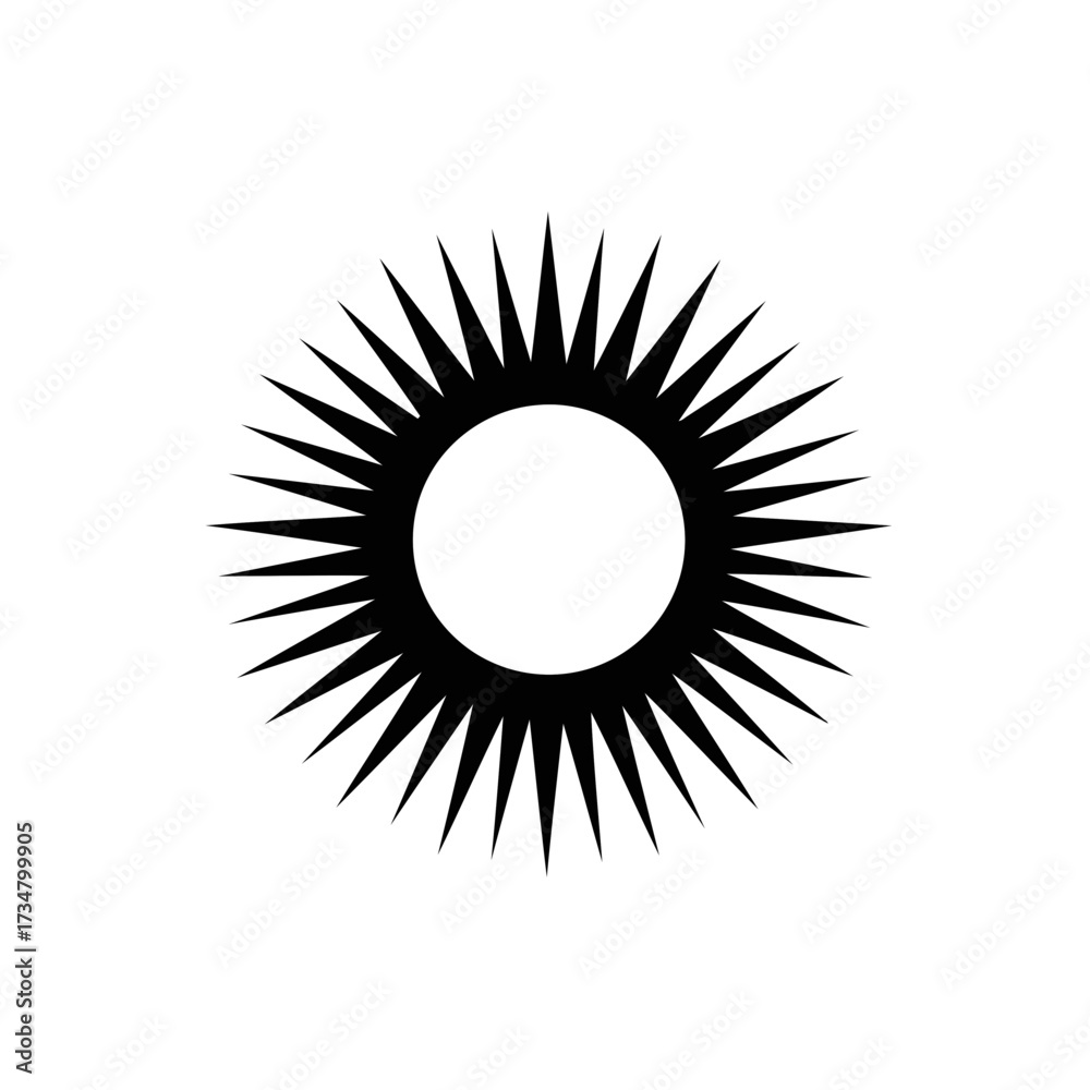 Fototapeta premium Radiant Sun Symbol - Black and White Graphic