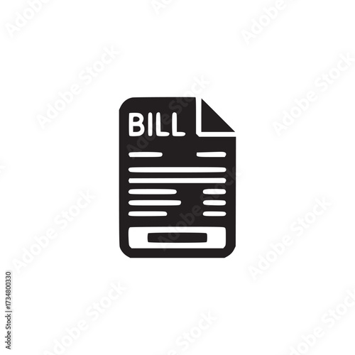 Vector art of a bill icon this vector graphic represents a document labeled bill, symbolizing financial obligations, expenses, or invoices the simple, clean design makes it suitable for various applic