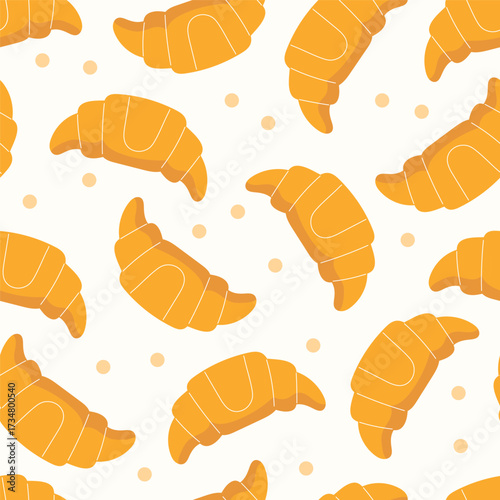 Pattern of orange croissants on a white background