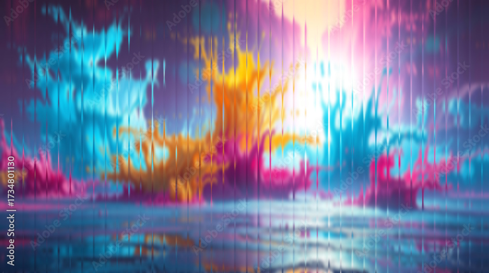 Fototapeta premium Vibrant dreamscape with abstract clouds reflecting in a tranquil, colorful water body