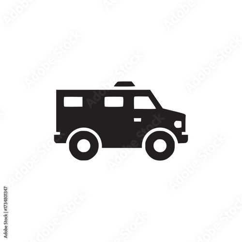 Illustration of a black armored car the car symbolizes security, protection, and transportation of valuable assets or personnel in highrisk environments