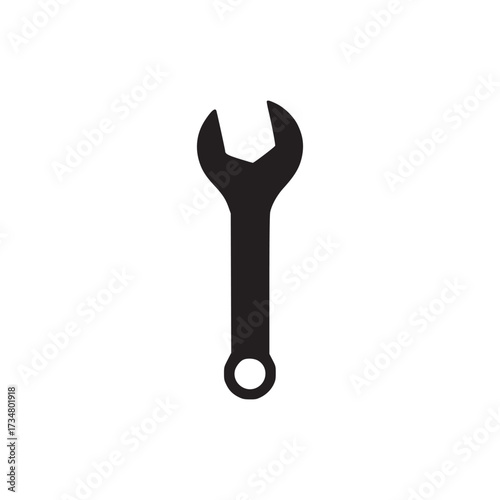 Illustration of a wrench the icon features a simple tool, representing repair, maintenance, and construction in a minimalist, graphic style