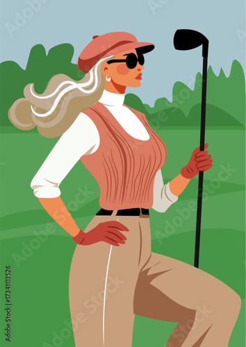 Golf Elegance: Stylish Senior Woman Player