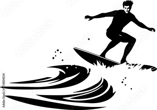 Epic Wave Ride Action Sports Monochrome Graphic


