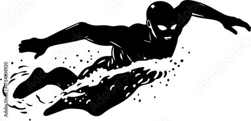 Man Swimming in a Fast and Energetic Motion Vector

