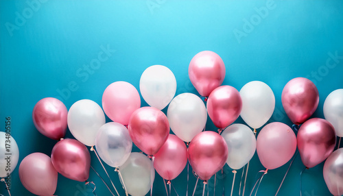 Pink And White Balloons On Blue