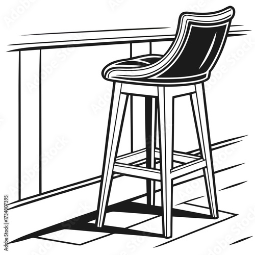 Bar Stool Illustration black and white
