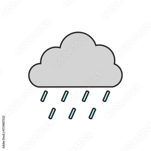 雨雲と雨、小雨、大雨、傘、天気のイラスト（カラー）