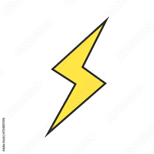 雷、稲妻、電気、電力、天気、天気予報のイラスト（カラー）