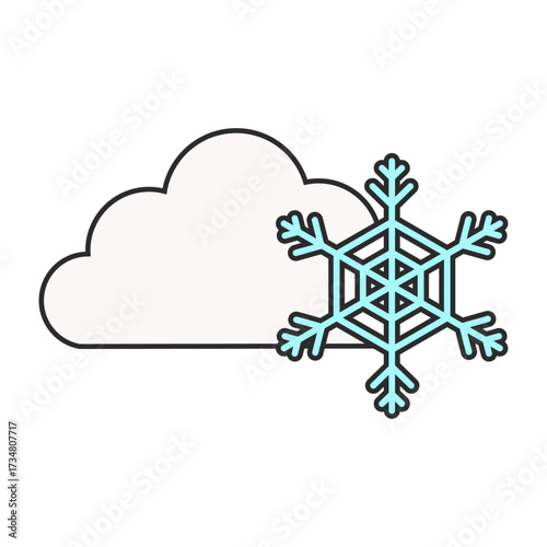 雪、冬、氷の結晶天気のイラスト（カラー）