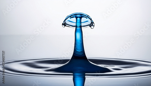 A Blue Drop Of Water Is Shown In A Clear Glass Transparent Or White Background