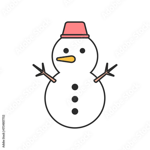 雪、冬、雪だるま、天気のイラスト（カラー）