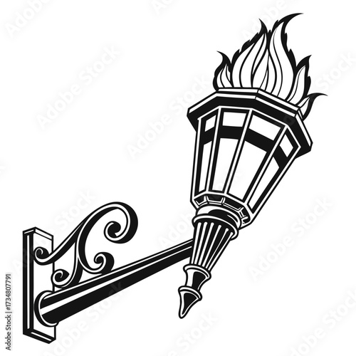 Wall Torch Lamp Vector Design