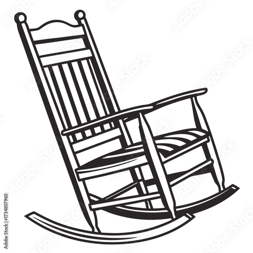 rocking chair vector illustration black and white