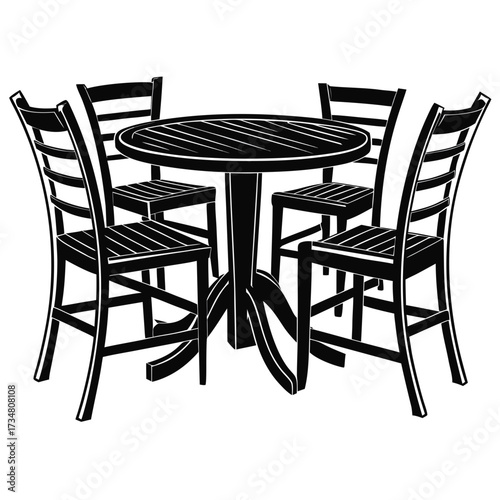 Outdoor dining table with chairs black and white 