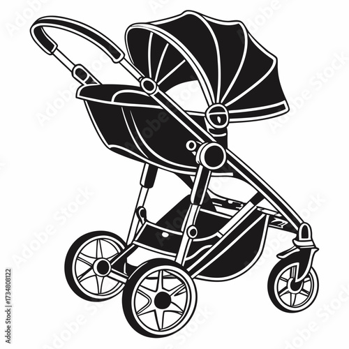 baby carriage silhouette black and white