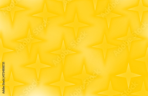 A bright yellow abstract background with a repeating pattern of star-like floral shapes fading into a white space.
