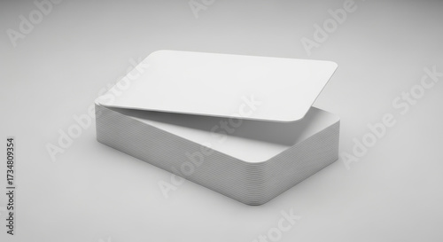 Blank White Playing Cards Deck with Open Box Lid on Simple Background