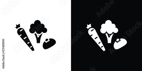 Vegetable icons. silhouette icons for ui designs