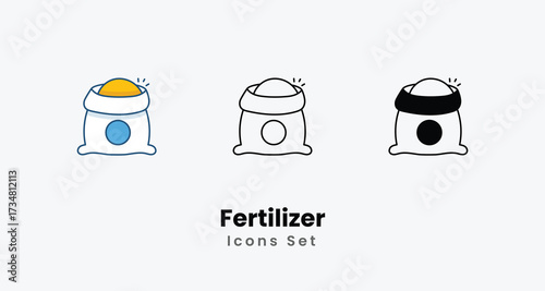 Fertilizer icon - Gardening and Landscaping Tool Symbol in Line and Flat Style and black Glyph Vector ilustration