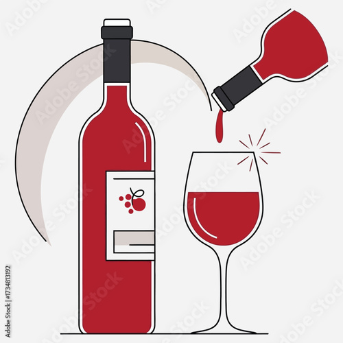 Elegant Wine Pour Illustration for Connoisseurs and Celebrations