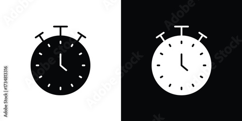 Stopwatch icons. silhouette icons for ui designs