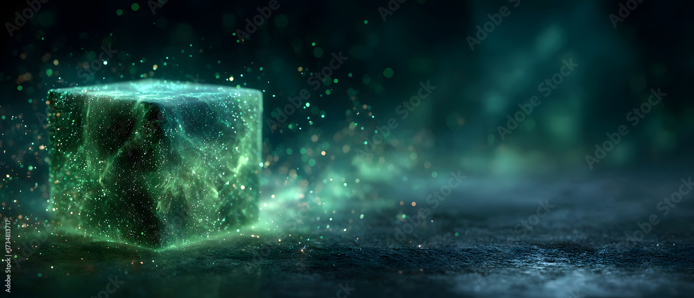 custom made wallpaper toronto digitalMagic Glowing Box of Crystal with a Sparkling Light on a Dark Ground for a Fantasy