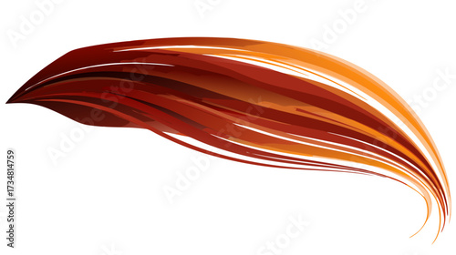 Dynamic abstract flowing brushstroke design element with warm brown and orange gradient colors, isolated graphic