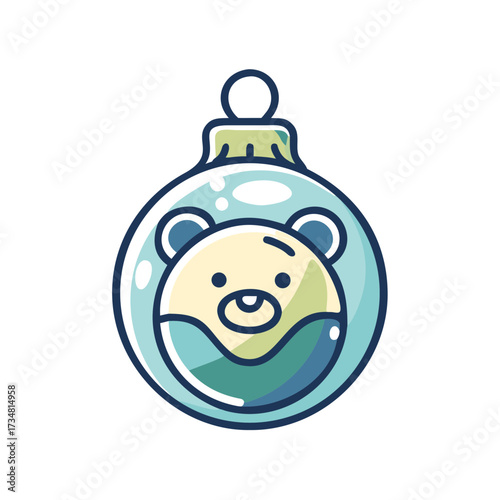 Cartoon bear-shaped ornament in pastel colors for holiday decor, icon