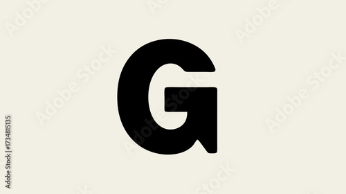 Bold black uppercase letter G isolated on a clean, light beige background. Simple graphic element for design projects and education.