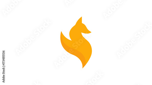 Stylized abstract orange fox logo icon design. Modern creative animal symbol, minimalist graphic illustration for branding and web.