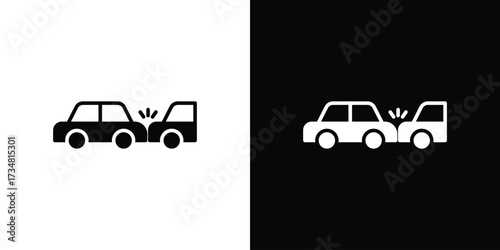 Rear end collision icons. silhouette icons for ui designs