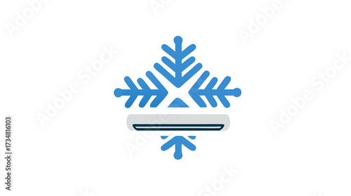 Air conditioning unit icon with blue snowflakes for cooling and climate control. HVAC system symbol for temperature regulation.