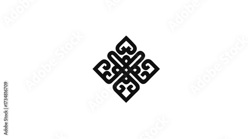 Elegant symmetrical abstract design element with intricate lines, decorative black and white graphic pattern, vector illustration art