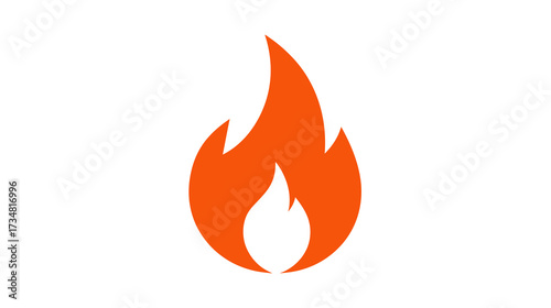 Bright Orange Fire Flame Icon Vector Illustration. Simple Flat Design Symbol of Heat, Energy, Warmth, Warning, and Danger on White Background.