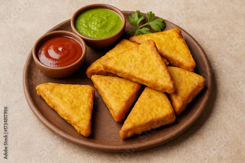 Indian food bread pakoda stock photo 