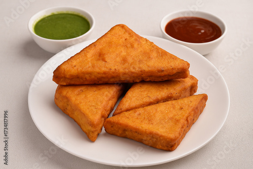 Indian food bread pakoda stock photo 