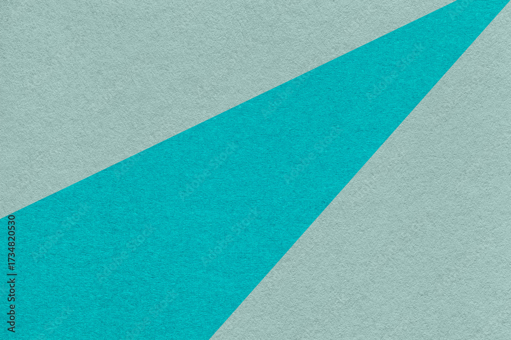 Fototapeta premium Abstract old geometric cool gray paper background with turquoise rays, macro texture for banner, template, presentation