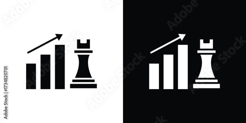 Marketing strategy icons. silhouette icons for ui designs