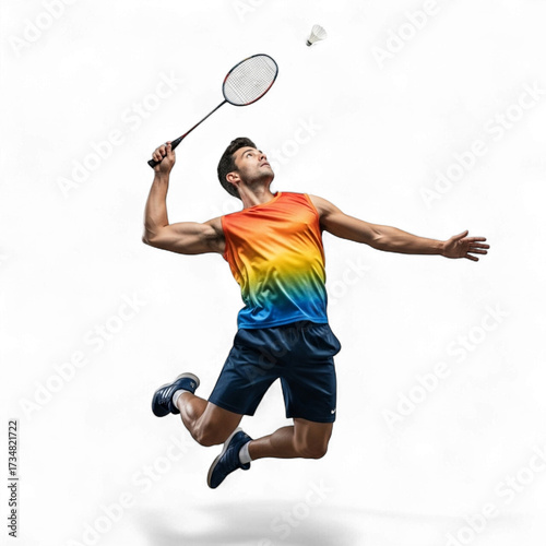 Illustration of badminton player isolated isolated on transparent background