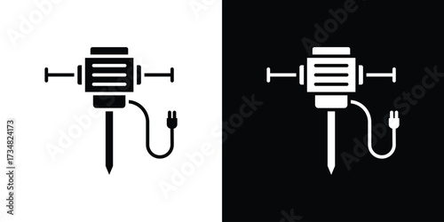 Hydraulic breaker icons. silhouette icons for ui designs