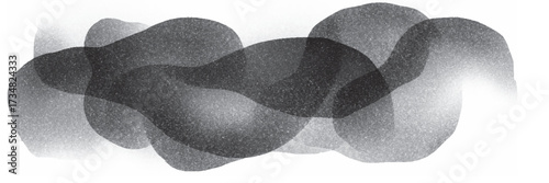 Black and white abstract shapes overlapping. Grungy textured design, vector illustration