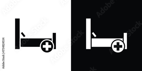 Hospital bed icons. silhouette icons for ui designs