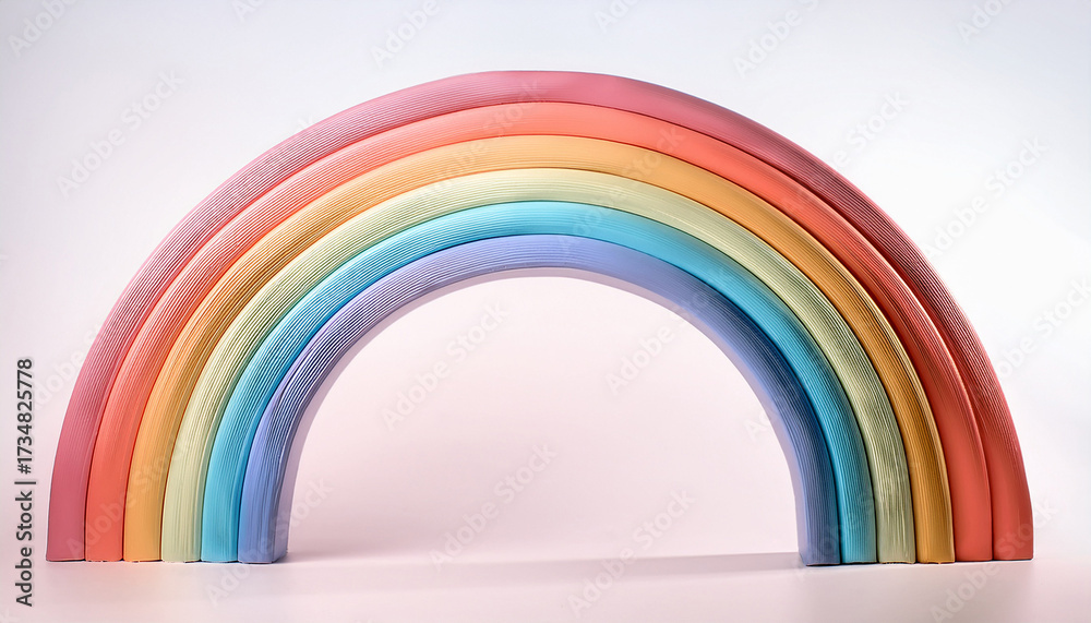 Fototapeta premium Colorful Pastel Rainbow Arch With Soft Background And Smooth Textures Isolated On White Background