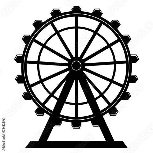 Graphic silhouette of a ferris wheel for entertainment and amusement park vector illustration scalable icon silhouette Vector white background