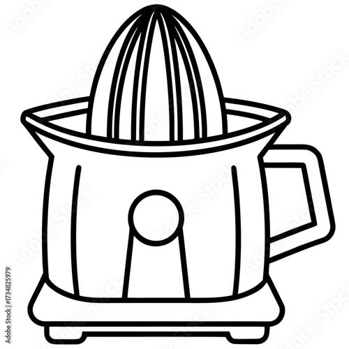 Simple line art vector illustration of a classic juicer for fresh citrus juice making silhouette Vector white background