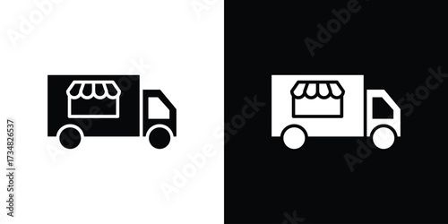 Food truck icons. silhouette icons for ui designs