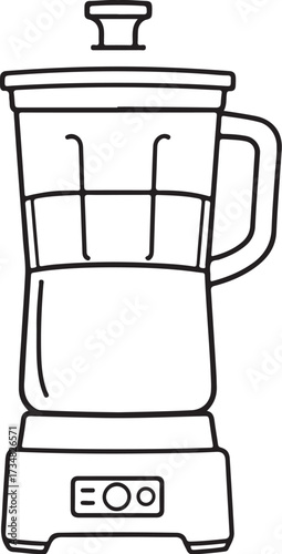 Mixer Hand-drawn Sketch Drawing Vector Illustration, Line Linear Symbol Engraving Coloring Book, Black and White Isolated