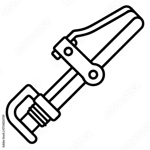 Vector illustration of a pipe wrench clamp tool scalable graphic for construction and plumbing silhouette Vector white background